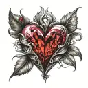 heart shaped ruby crystal heart tattoo design idea