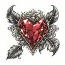 heart shaped ruby crystal heart tattoo design idea