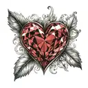 heart shaped ruby crystal heart tattoo design idea