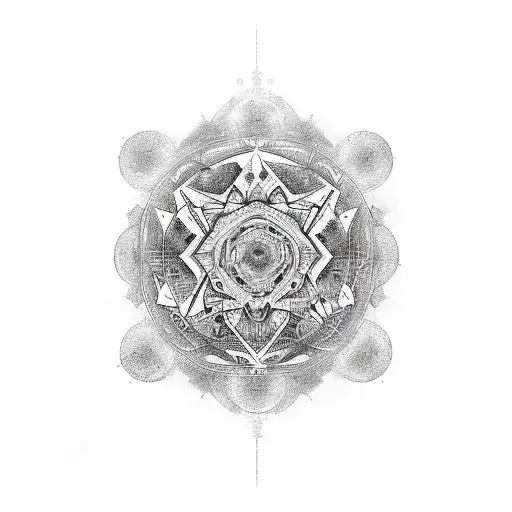 A psychedelic representation of the word 'designer' combined with elements of spirituality tattoo design idea