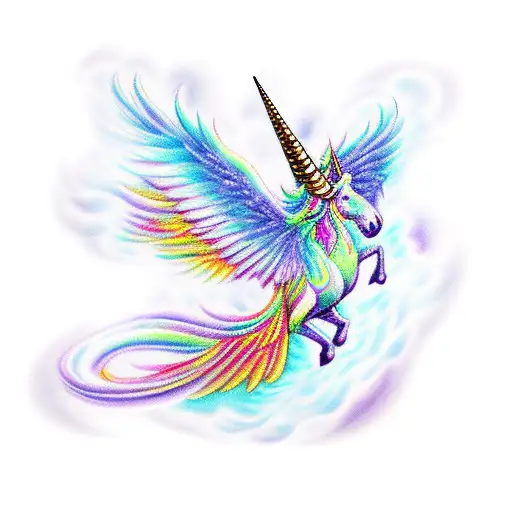 Phoenix unicorn  tattoo design idea