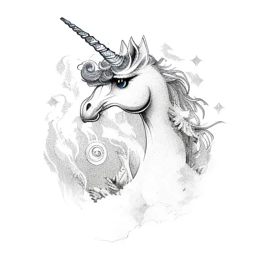 Phoenix unicorn  tattoo design idea