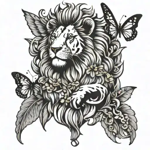 lion with butterfly wings  tattoo design idea