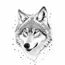 Wolf with teeth showing blue eyes tattoo design idea