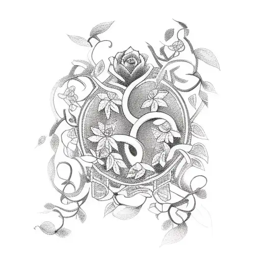 A traditional-style tattoo of a gaming controller intertwined with vines and flowers, showcasing the client's passion for gaming and nature tattoo design idea