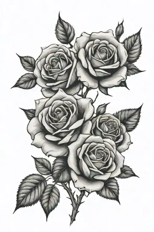 4 roses with names tattoo design idea
