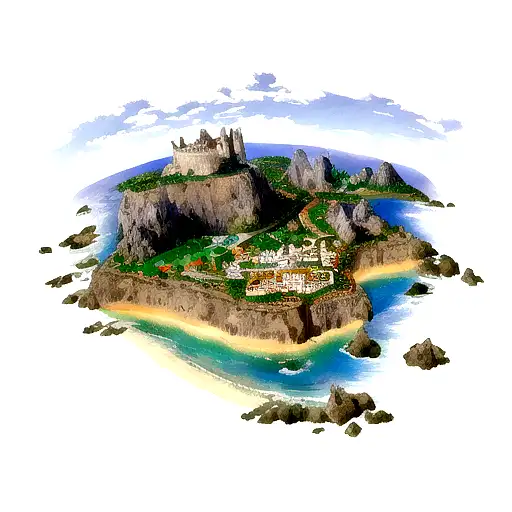 El dibujo podría representar a los tres aventureros, Elena, Lucas y Martín, parados en la orilla de la isla, mirando hac tattoo design idea