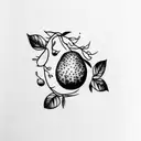 Arm piece with a kiwi, a lychee, a peach, a quina fruit tattoo design idea