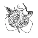 Arm piece with a kiwi, a lychee, a peach, a quina fruit tattoo design idea
