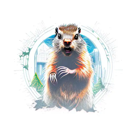 zombie groundhog tattoo design idea