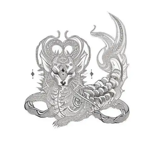 spine tattoo with bold gothic aesthetic, and dainty symbolic chains, and with the piecies horoscope  tattoo design idea