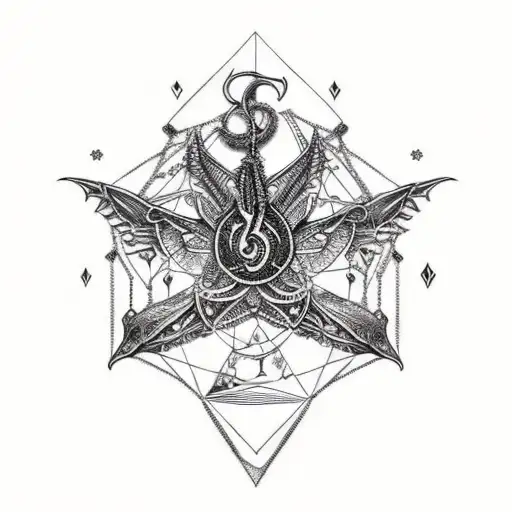 spine tattoo with bold gothic aesthetic, and dainty symbolic chains, and with the piecies horoscope  tattoo design idea