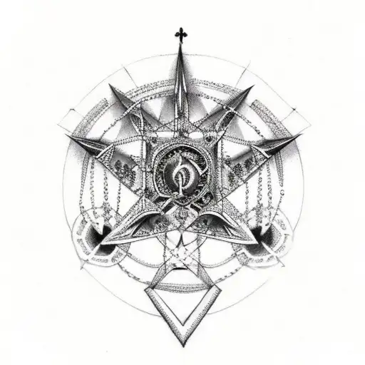 spine tattoo with bold gothic aesthetic, and dainty symbolic chains, and with the piecies horoscope  tattoo design idea