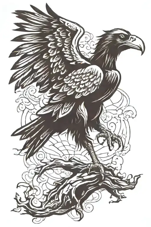 vulture silhouette tattoo design idea