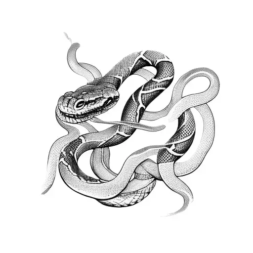 Intricate snake intertwined with a Chinese phrase tattoo design idea