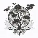 A geometric tree design incorporating electrical symbols, representing the balance between nature and handy work tattoo design idea