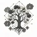 A geometric tree design incorporating electrical symbols, representing the balance between nature and handy work tattoo design idea