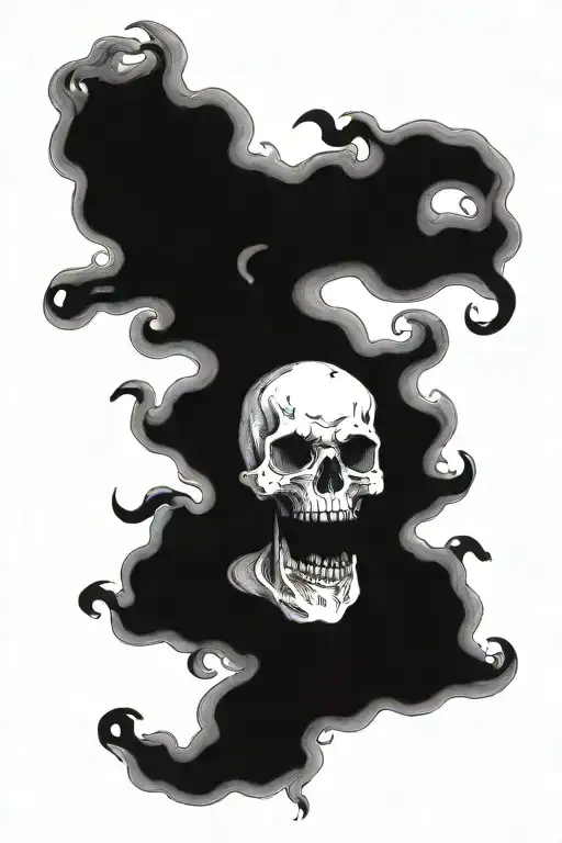 ghost cigarette smoke forming tattoo design idea