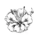 bouquet with Lilly of the valley, larkspur, cosmos and morning glory tattoo design idea