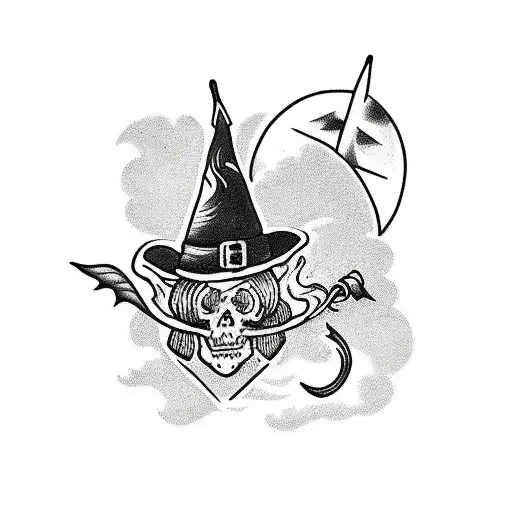 Witch Broom Temporary Tattoo Sticker - OhMyTat