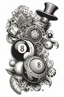 beat the odds with 8 ball, poker ships and moneybag tattoo design idea