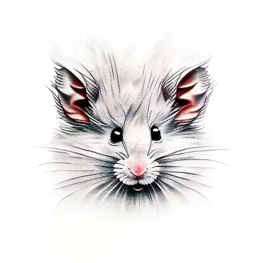 small fluffy gray hooded fancy rat  tattoo design idea