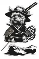 Yorkshire Terrier in a Samurai Costume tattoo design idea