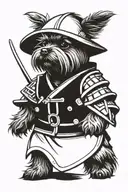 Yorkshire Terrier in a Samurai Costume tattoo design idea