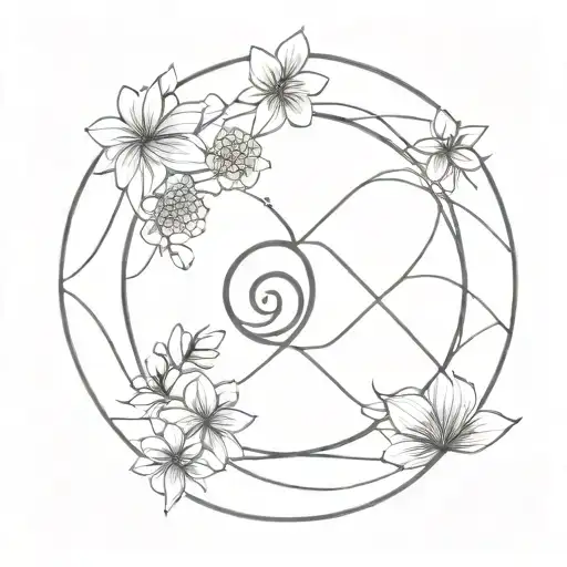 breath symbol of waves forming Fibonacci sequence and flower of life  tattoo design idea