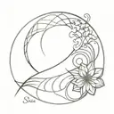 breath symbol of waves forming Fibonacci sequence and flower of life  tattoo design idea