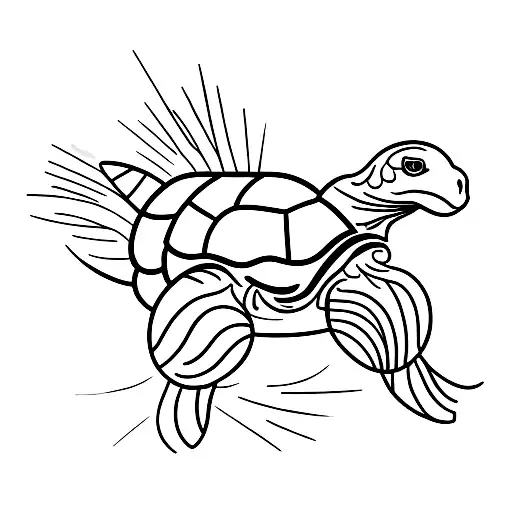 A minimalist tattoo of a tortoise with a tiny world map shell, representing the love for travel and exploration. tattoo design idea