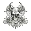 animal skull in lettering and organics demonic tattoo design idea
