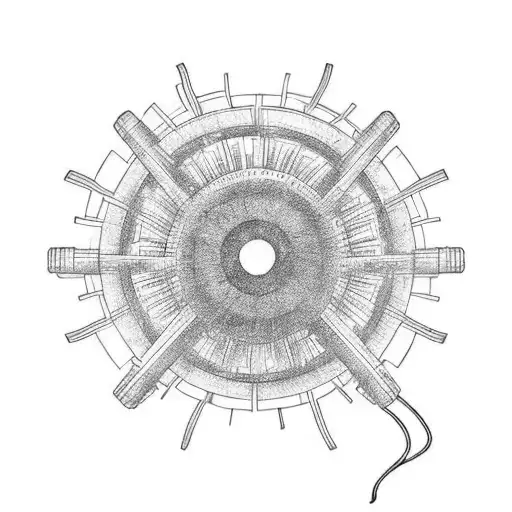 a gear spinning with fire escaping the wheel like it is on fire tattoo design idea