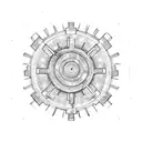 a gear spinning with fire escaping the wheel like it is on fire tattoo design idea