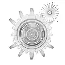 a gear spinning with fire escaping the wheel like it is on fire tattoo design idea