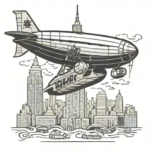 Empire State Building, blimp, chilis logo  tattoo design idea