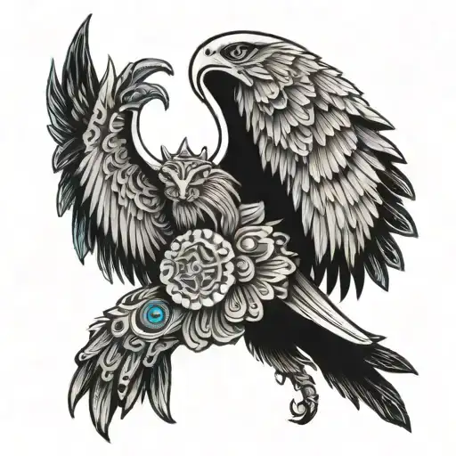 indian 2 hands tattoo god and devil wings tattoo design idea