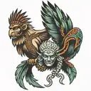 indian 2 hands tattoo god and devil wings tattoo design idea