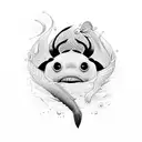 diving with water animals tattoo design idea