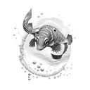 diving with water animals tattoo design idea