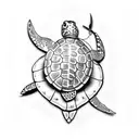 fish hook with turtle and a seashell tattoo design idea