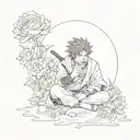 gaara from naurto with sand and roses tattoo design idea