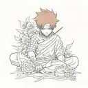 gaara from naurto with sand and roses tattoo design idea