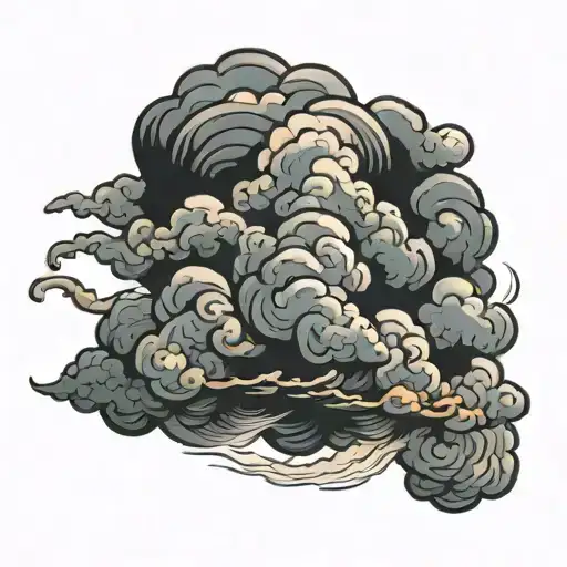 black fluffy clouds tattoo design idea