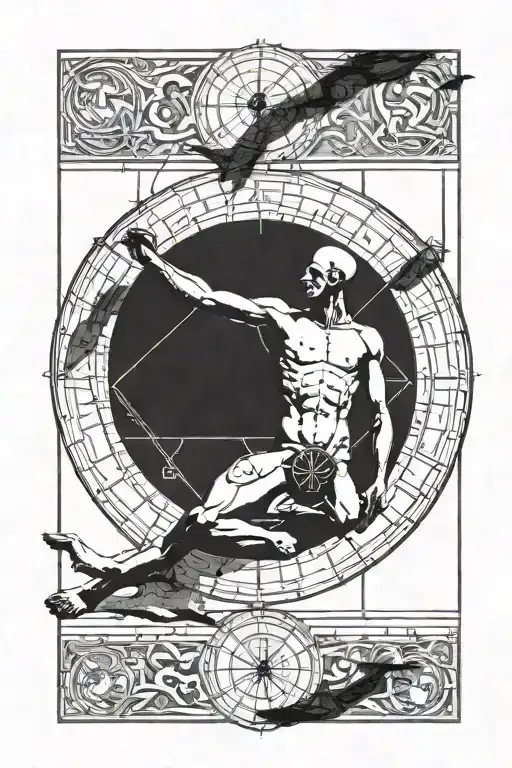 Vitruvian Man and the Temple tattoo design idea