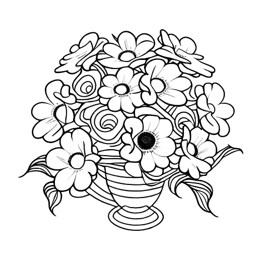 bouquet with three flowers, daisy, calla lily, and two daffodilsand  tattoo design idea