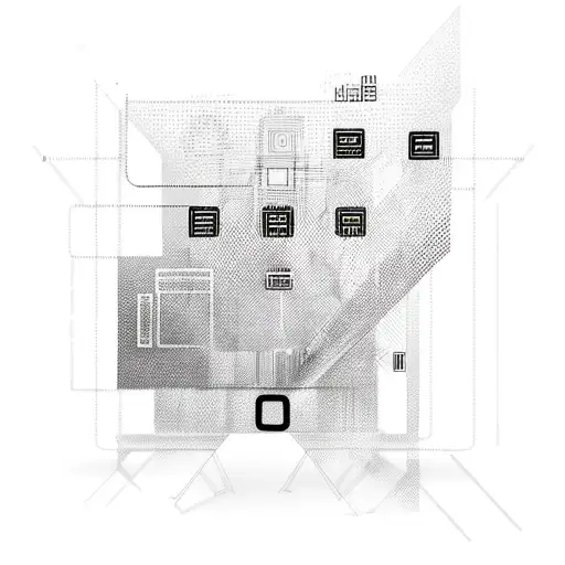 A techno-inspired barcode design with logistic symbols tattoo design idea
