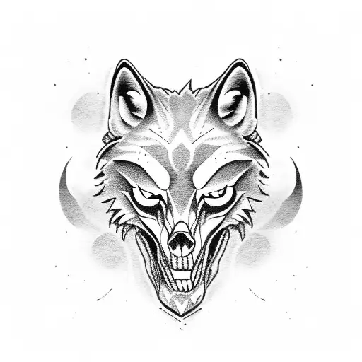 wolf skull rode tattoo design idea