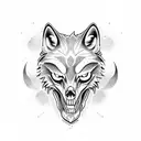 wolf skull rode tattoo design idea