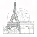 eiffel tower melding with moulin rouge  tattoo design idea